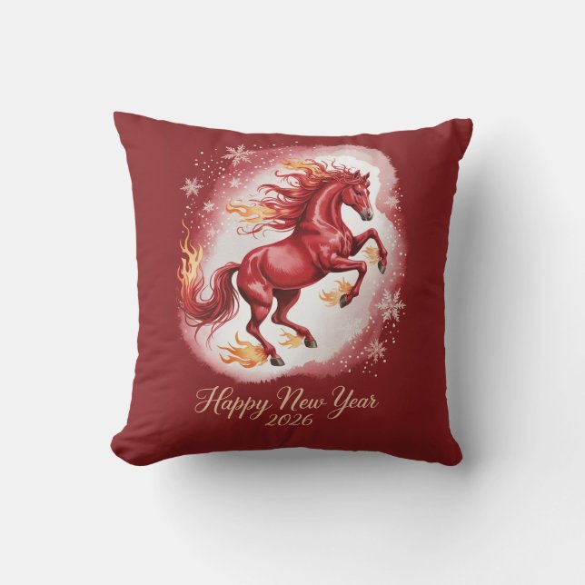 Coussin Nouvel An chinois du Cheval 2026 (Recto)