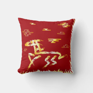 Coussin Nouvel An lunaire chinois du Cheval 2026 4724 Feu