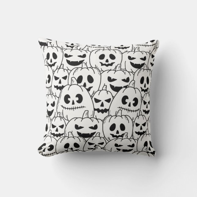 Coussin Nouvelle esquisse de Citrouille Halloween (Recto)