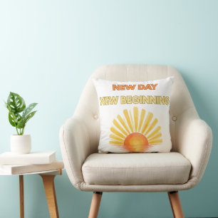 Coussin Nouvelle journée, nouveau départ Citation Inspiran