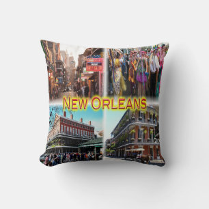 Coussin Nouvelle-Orléans - Bourbon Street - Mardi Gras -