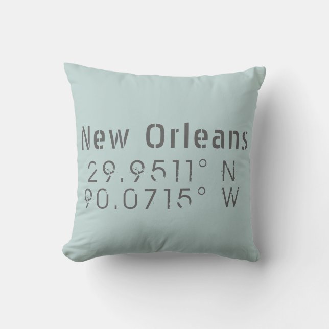 Coussin Nouvelle-Orléans Longitude Latitude Pillow Oreille (Recto)