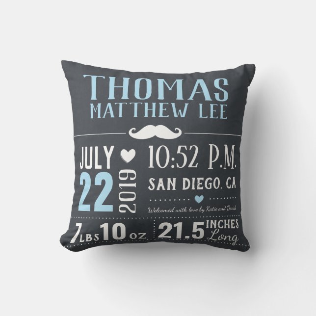 Coussin Nouvelle stat de naissance de bébé de petite (Recto)