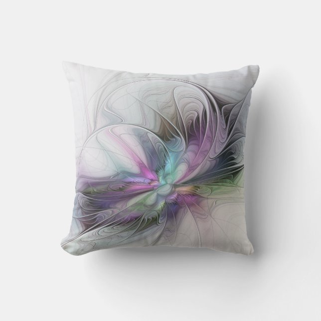 Coussin Nouvelle vie, Colorful Abstrait Fractal Art Imagin (Recto)