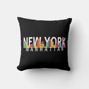 Coussin Nouvelle York Manhattan horizon avec des palmiers