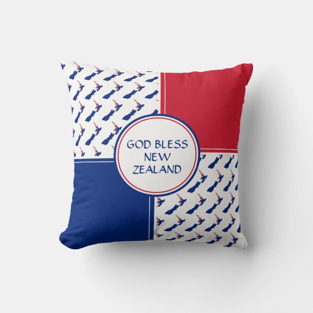 Coussin NOUVELLE-ZÉLANDE DRAPEAU Patriotique Dieu béni (Recto)