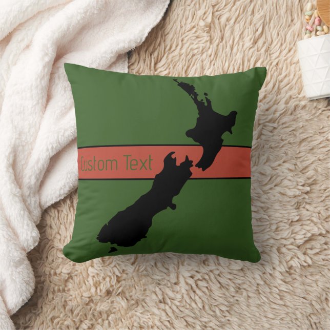 COUSSIN NOUVELLE-ZÉLANDE IMAGE DE PAYS NOIR SUR GREEN NZ K (Couverture)