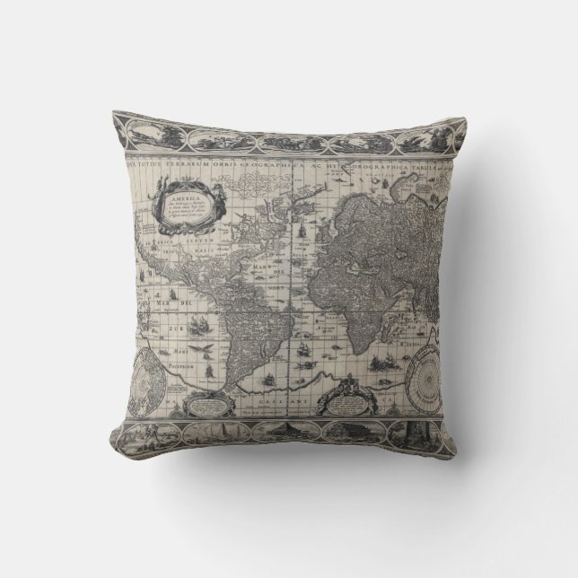 Coussin Nova totius terrarum, 1606 Antique World Map (Recto)