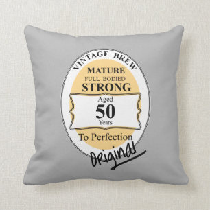 Coussin Novelty 50th Milestone Anniversaire Funny BeerLabe
