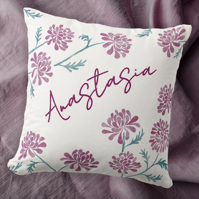 Coussin November Birth Month Chrysanthemum Personalized (November birthday personalized birth month flower chrysanthemum art throw pillow gift)