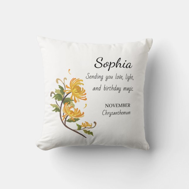 Coussin November Chrysanthemum Personalized Birthday (Recto)