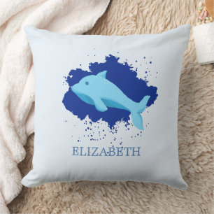 Coussin nuage bleu avec nom de baleine customisé