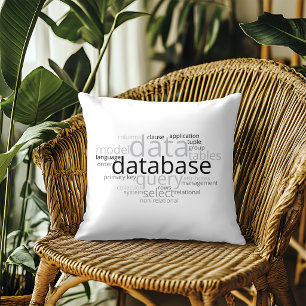 Coussin Nuage de mots de base de données monochrome v2
