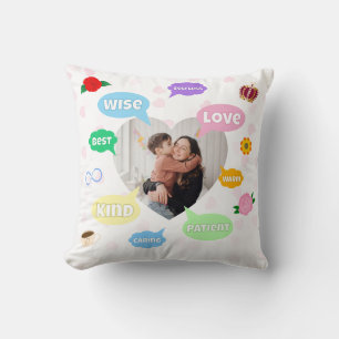 Coussin Nuage de mots de photo de fête des mères Meilleure