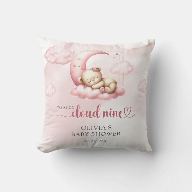 Coussin Nuage rose neuf ours en peluche baby shower fille (Recto)