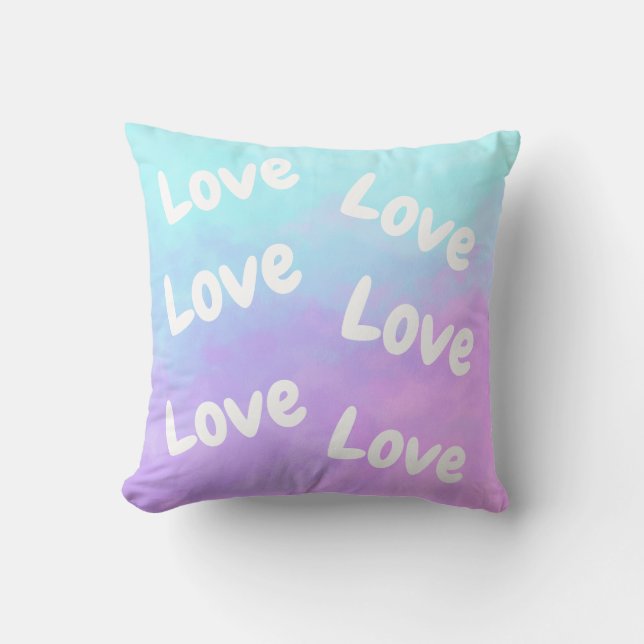 Coussin Nuages Abstraits Pastel & Amour (Recto)