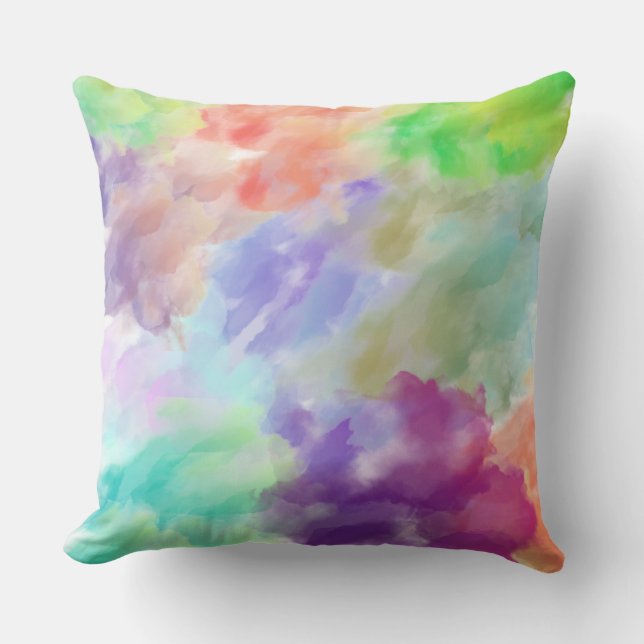 Coussin Nuages aquarelles abstraits modernes Couleurs past (Recto)