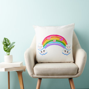 Coussin nuages arc-en-ciel