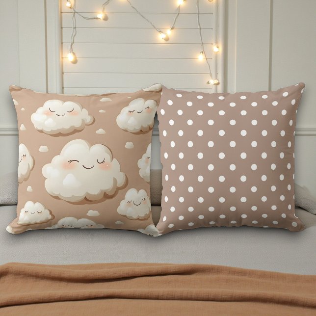 Coussin Nuages avec double face marron et beige (Créateur téléchargé)