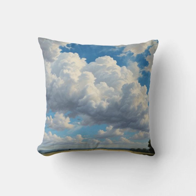 Coussin Nuages blancs et ciel bleu clair (Recto)