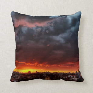 Coussin Nuages, coucher du soleil et rouge