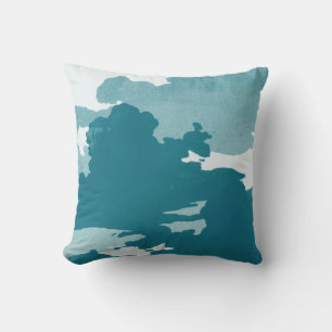 Coussin Nuages d'aquarelle minimalistes Abstraits Turquoi