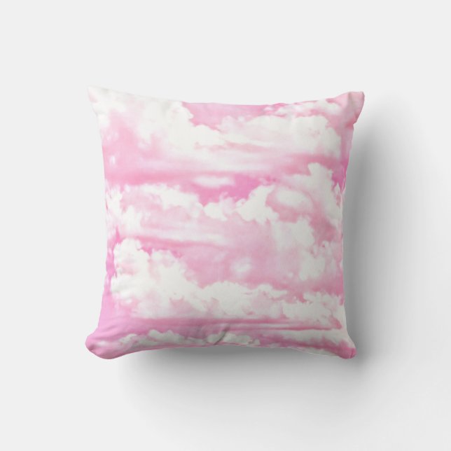 Coussin Nuages de filles rose Fuchsia doux (Recto)