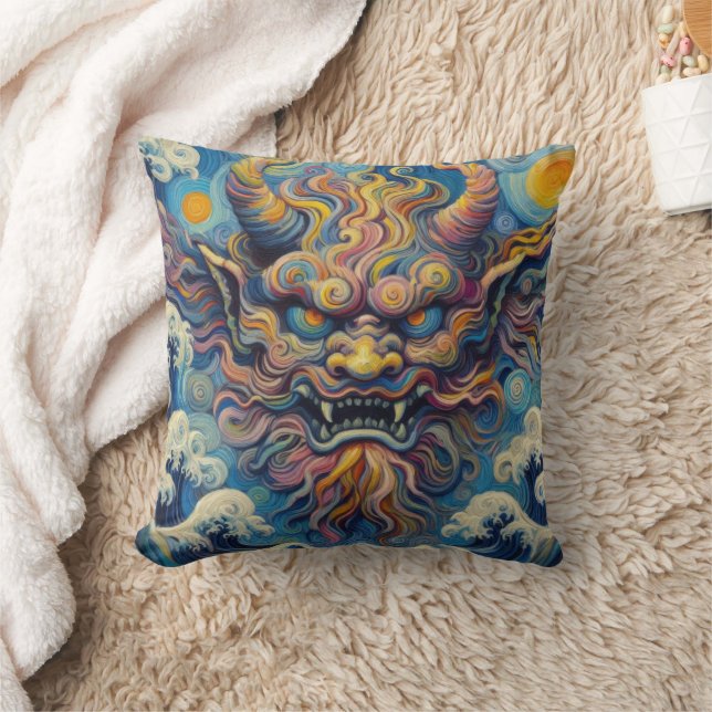 Coussin Nuages démon Oni Abstraits style Van Gogh (Couverture)