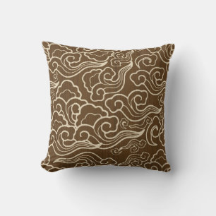 Coussin Nuages japonais vintages, Brown au chocolat