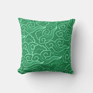 Coussin Nuages japonais vintages, Jade Green