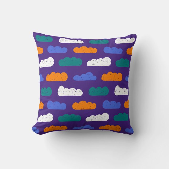 Coussin Nuages texturés de rayonne sur violet royal (Recto)