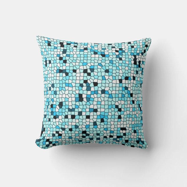 Coussin Nuances de bleu Turquoise Stylish Mosaïque Mosaïqu (Recto)
