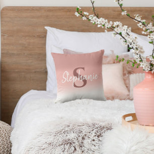 Coussin Nuances de calligraphie rose Monogramme Jeu d'orei