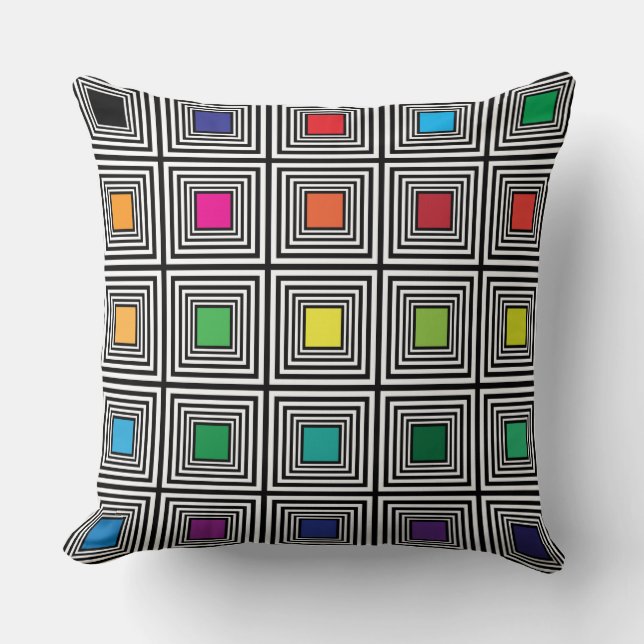 Coussin nuances de couleurs multiples cadres noirs (Recto)