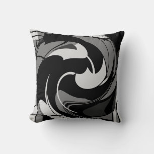 Coussin Nuances de gris sur le design d'art Abstrait noir