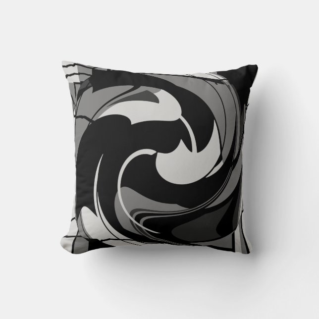 Coussin Nuances de gris sur le design d'art Abstrait noir (Recto)
