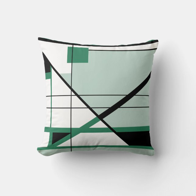 Coussin Nuances de vert noir blanc géométrique Abstrait (Recto)