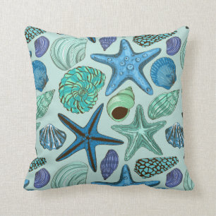 Coussin Nuances des coquillages et du motif bleus