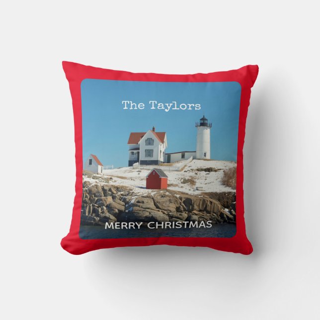 Coussin Nubble Red Name Atlantic Ocean Maine Lighthouse (Recto)