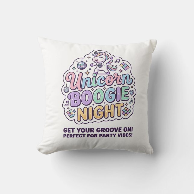 Coussin Nuit de Boogie de Licorne Gras Typographie Graphiq (Recto)