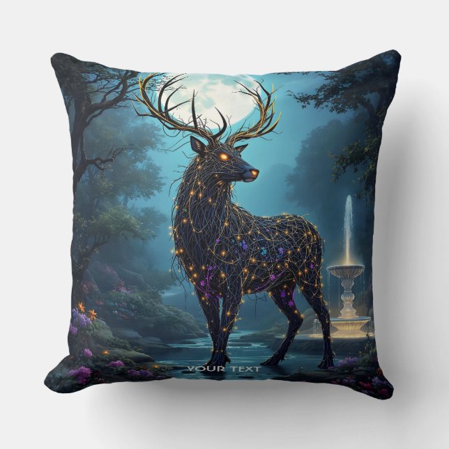 Coussin Nuit de cerf de lune fantaisiste mignonne (Recto)