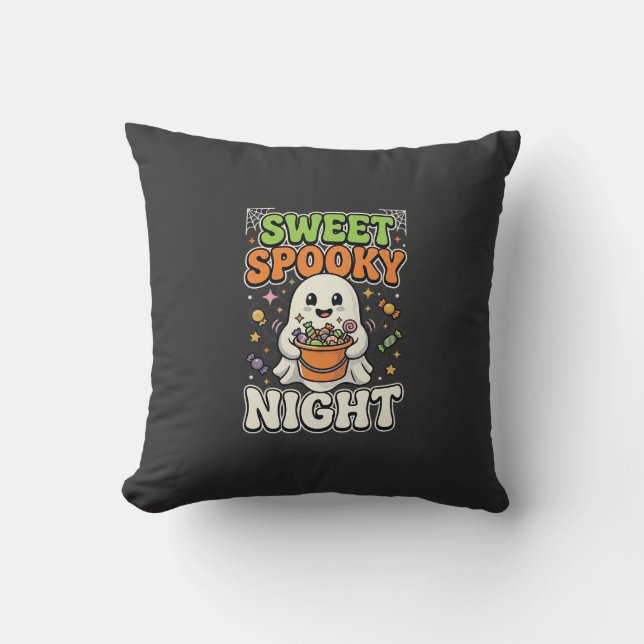 Coussin Nuit de chasse aux bonbons d'Halloween (Recto)