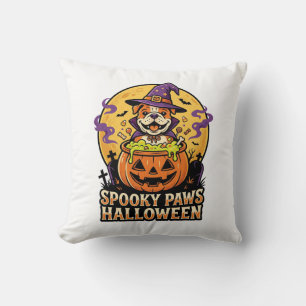 Coussin Nuit de citrouille de bouledogue d'Halloween