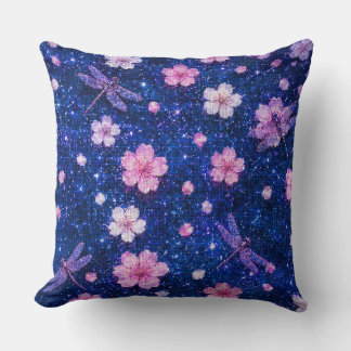 Coussin Nuit de fleur de cerisier et dragon rêveur