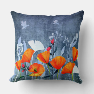 Coussin Nuit d'été - Ombre d'une prairie de pavot