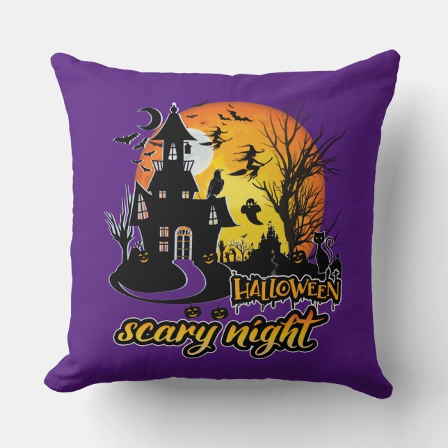 Coussin Nuit d'Halloween effrayant (Recto)