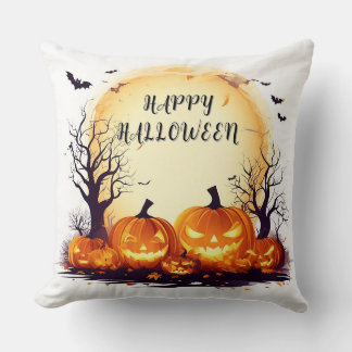 Coussin Nuit d'Halloween éffrayante avec Citrouilles brill