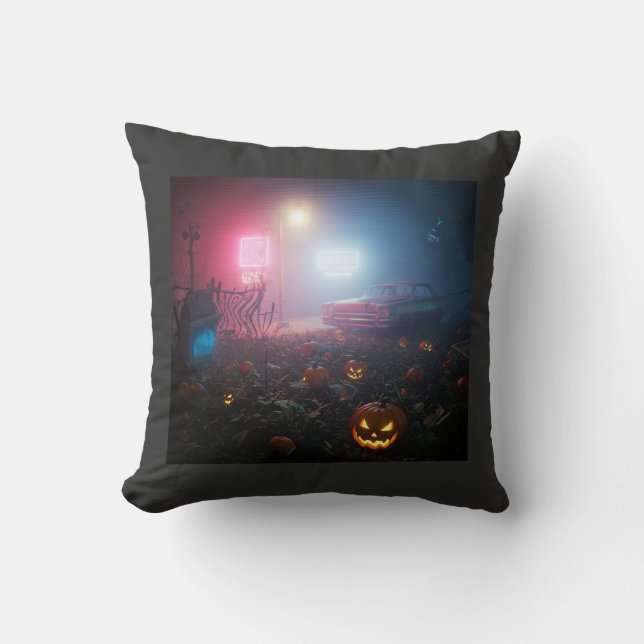 Coussin Nuit d'Halloween sinistre (Recto)