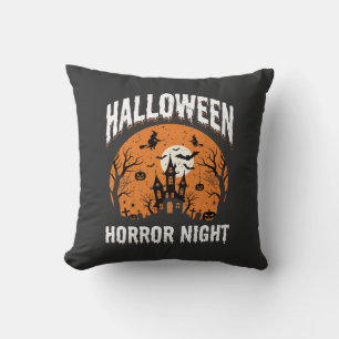 Coussin Nuit d'Horreur d'Halloween Château Hanté Vintage