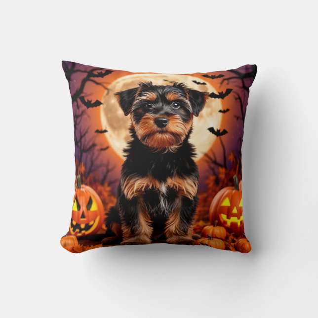 Coussin 🐶🎃 Nuit effrayante d'Halloween aux vibrations do (Recto)